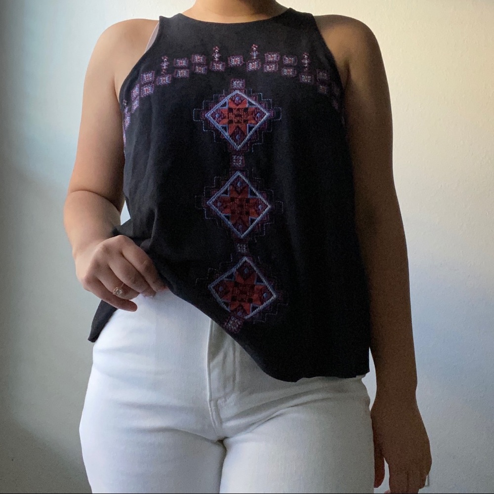 suede tank top with diamond pattern